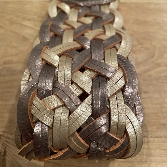 Linea Pelle VTG Boho Leather Metallic Braided Belt Boho Hipster Gypsy casual M - Picture 6 of 10